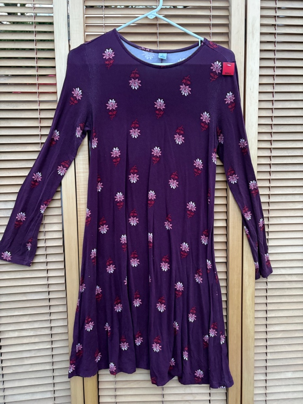 Old Navy Purple Floral Midi Dress - Long Sleeve